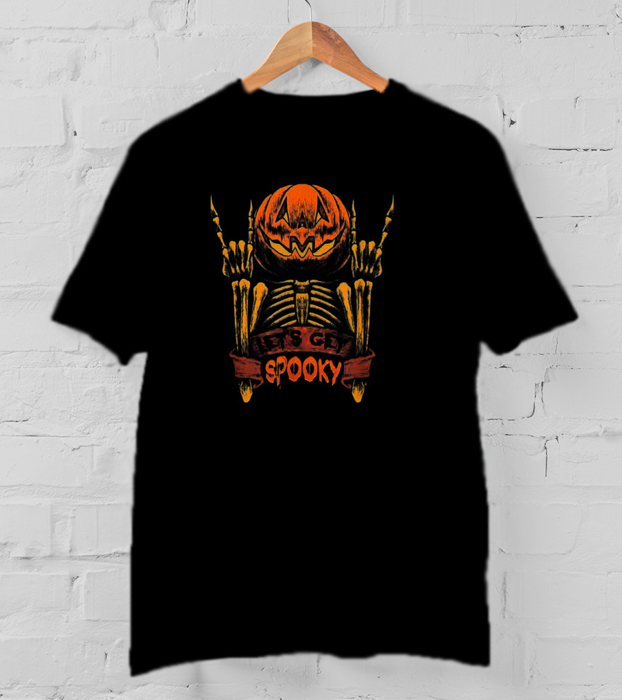 Spooky Pumpkin Skeleton Let's Get Smashed Halloween T-Shirt