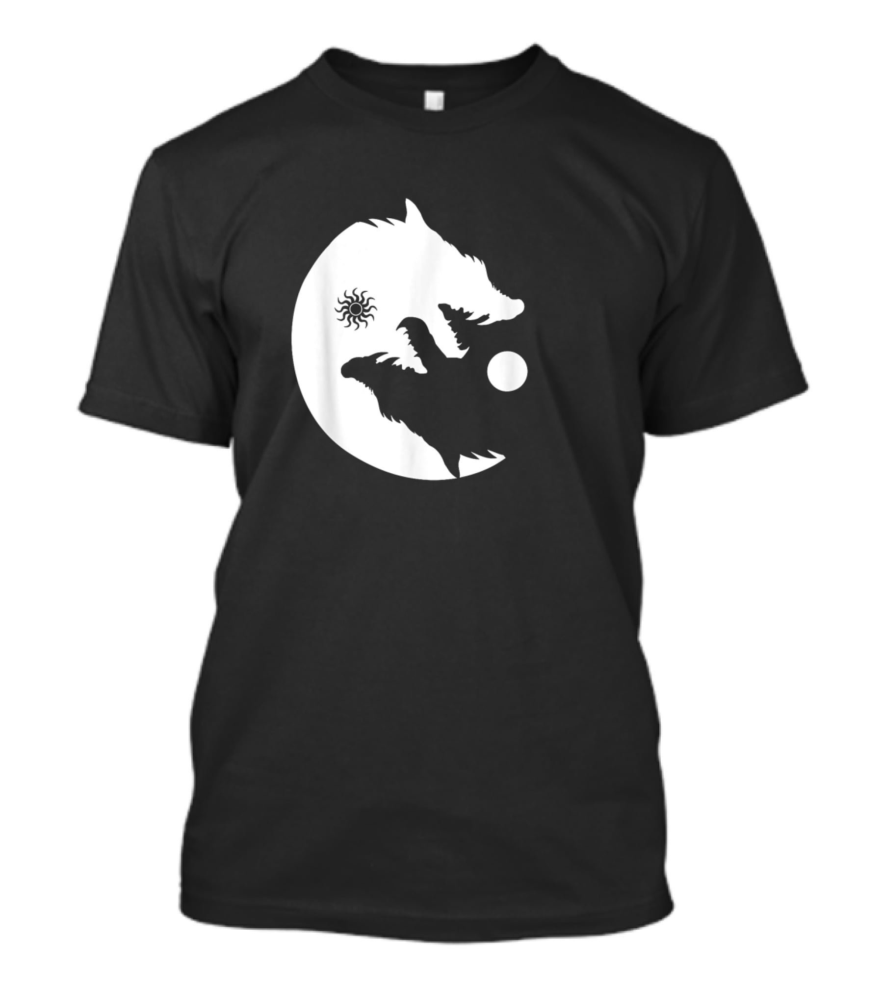 Wolf Yin Yang Sun Moon Vintage Harmony Balance Life Symbolism T-Shirt
