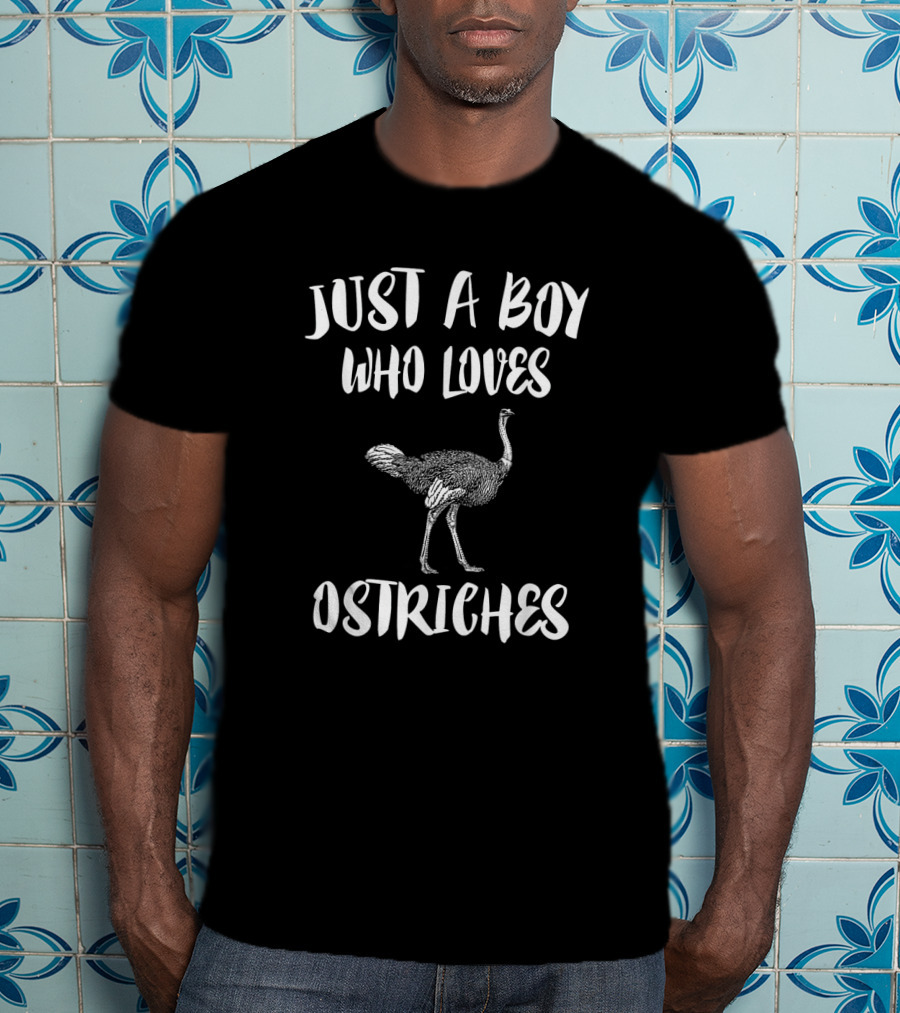 Just A Boy Who Loves Ostriches Animal Enthusiast T-Shirt