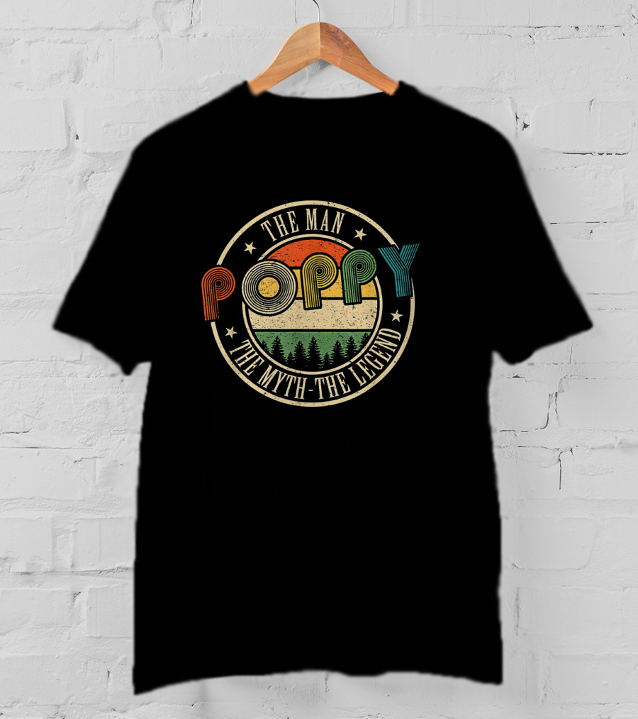 Poppy The Man The Myth The Legend Vintage Sunset Forest T-Shirt