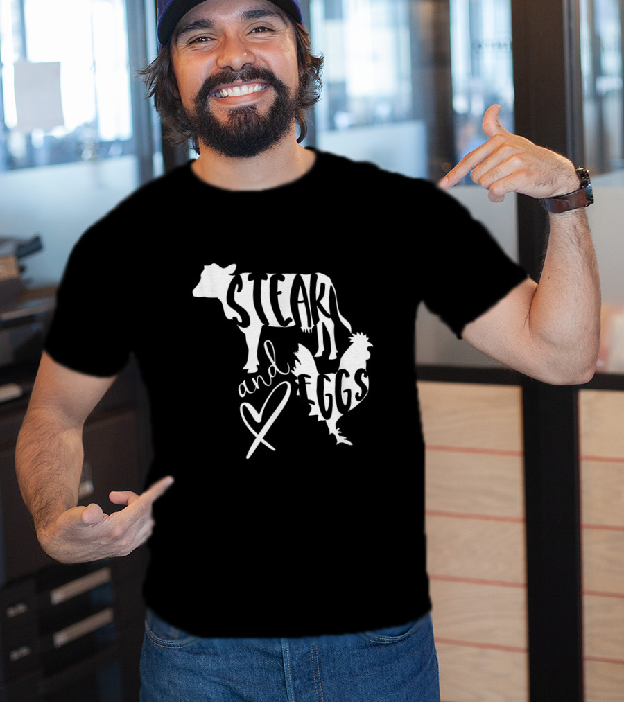 Steak And Eggs Funny Keto Low Carb Cow And Chicken T-Shirt