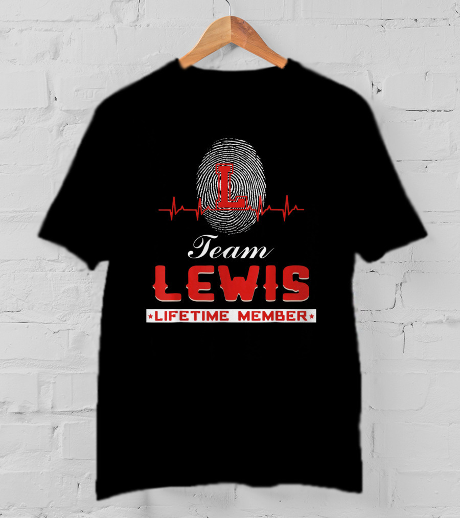 Team Lewis Lifetime Member Fingerprint Heartbeat T-Shirt