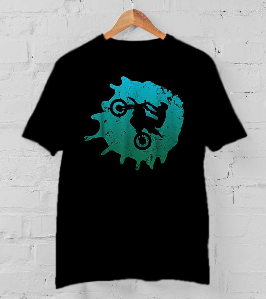 Motocross Dirt Bike Enduro Vintage Distress Silhouette Splash T-Shirt