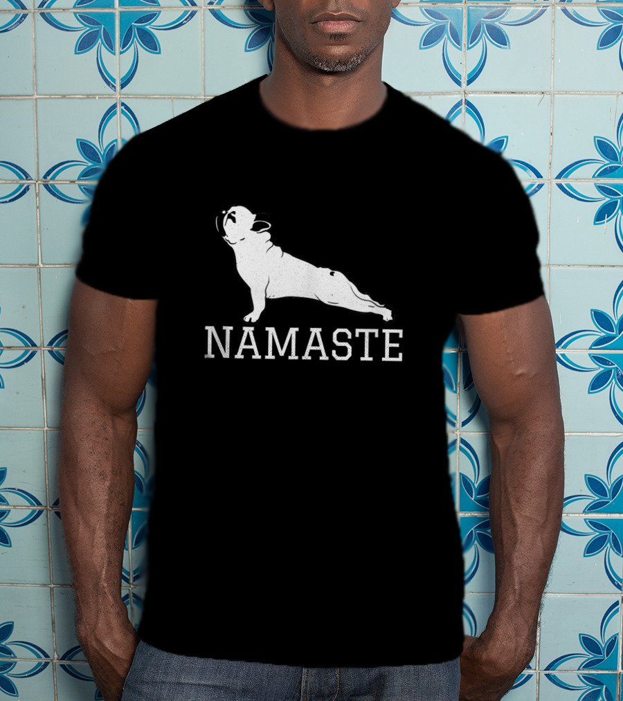 Namaste French Bulldog Yoga Pose Humor T-Shirt