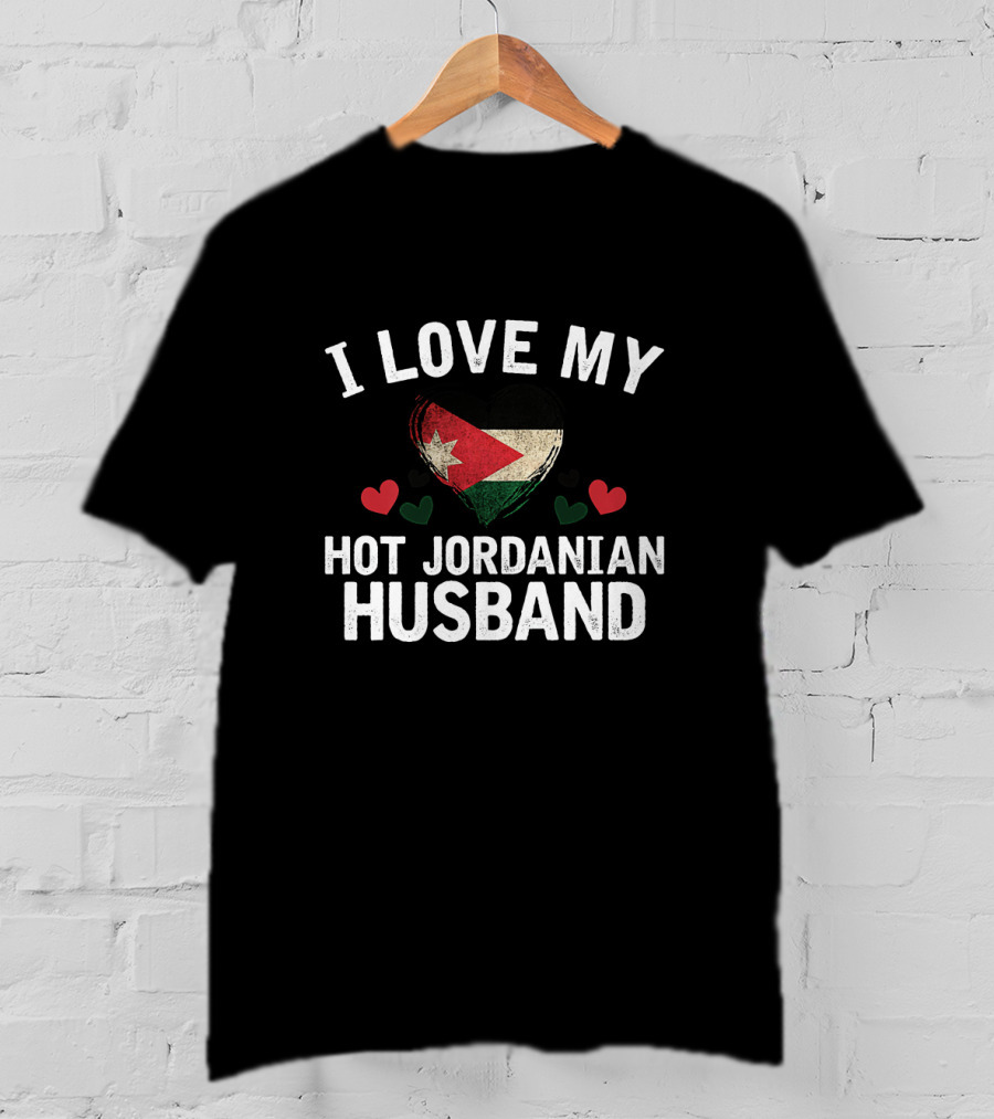 I Love My Hot Jordanian Husband Heart Flag T-Shirt