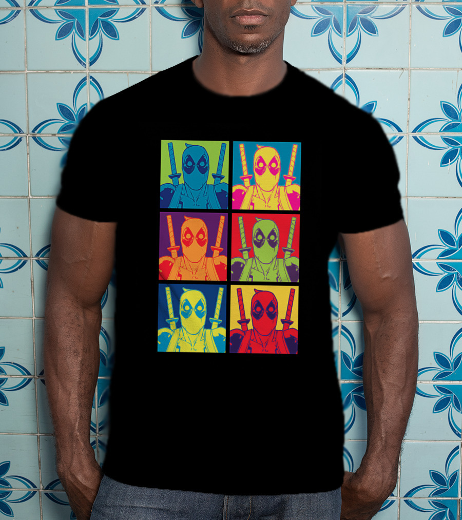 Marvel Deadpool Pop Art Colorful Square Box Repeat T-Shirt