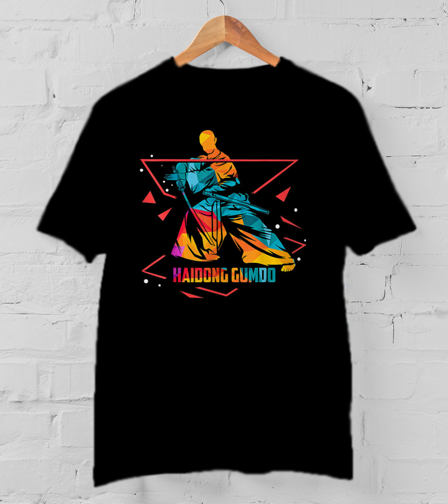 Haidong Gumdo Dynamic Martial Arts Illustration Rainbow Geometric T-Shirt