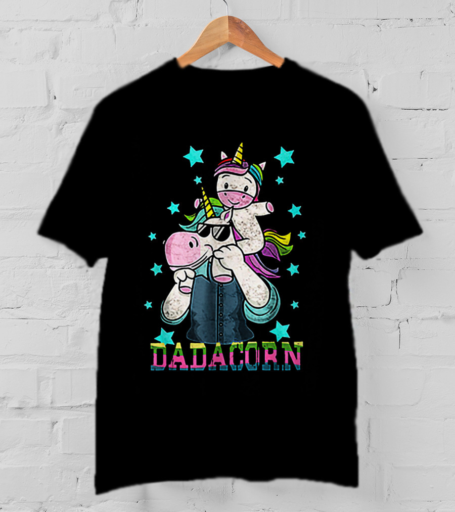 Dadacorn Funny Unicorn With Cool Sunglasses And Rainbow Horn Magic T-Shirt