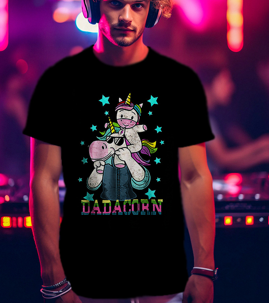 Dadacorn Funny Unicorn With Cool Sunglasses And Rainbow Horn Magic T-Shirt