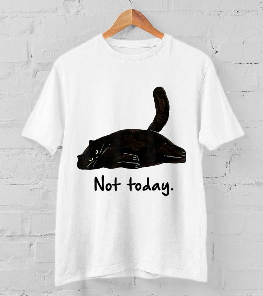 Not Today Black Cat Funny Design For Lazy Cat Lovers T-Shirt