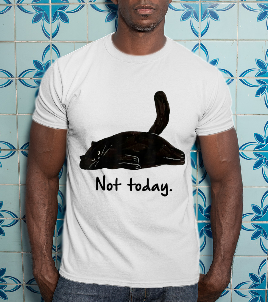 Not Today Black Cat Funny Design For Lazy Cat Lovers T-Shirt
