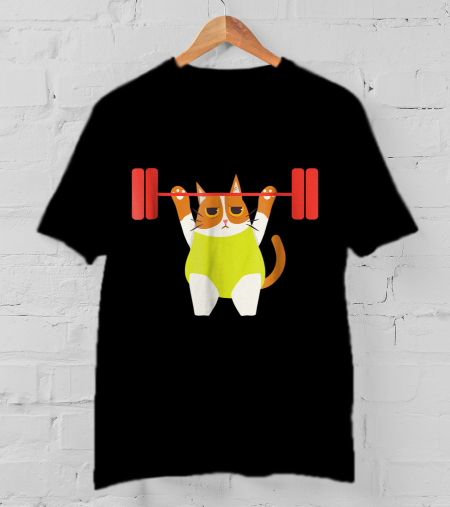Playful Cat Weight Lifting Gym Humor For Fitness And Cat Lovers T-Shirt
