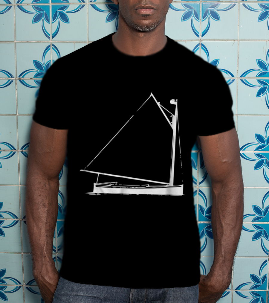 Classic Hand Drawn Cat Boat With Detailed Sailing Elements T-Shirt