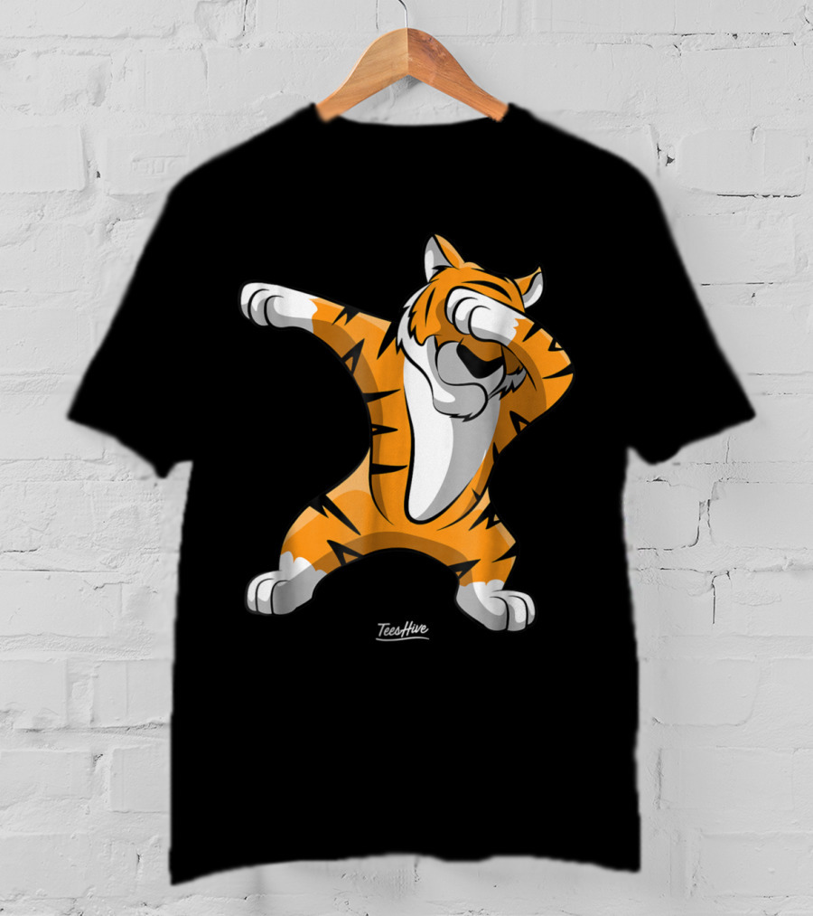 TeesHive Dabbing Tiger Funny Safari Animal Dab Tiger T-Shirt