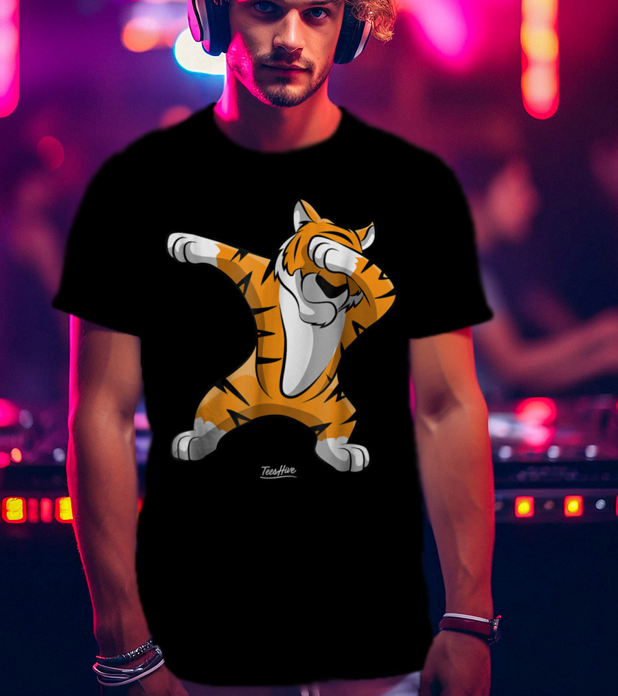TeesHive Dabbing Tiger Funny Safari Animal Dab Tiger T-Shirt
