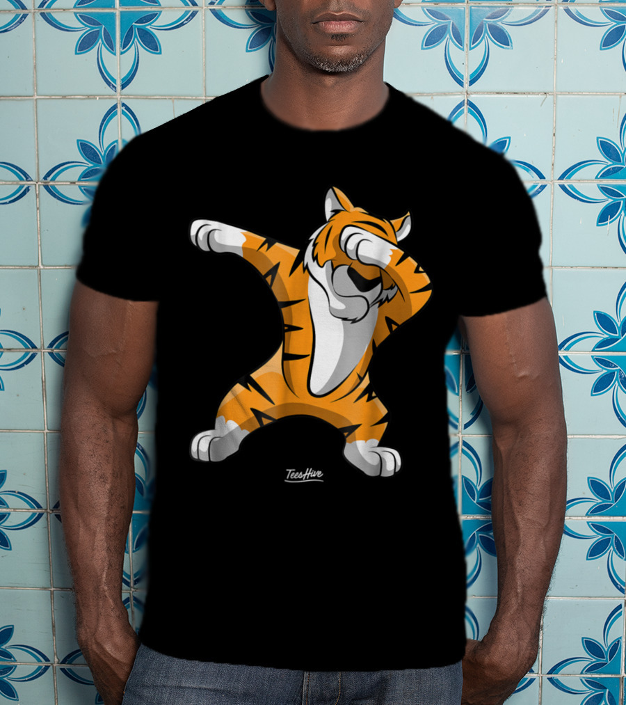 TeesHive Dabbing Tiger Funny Safari Animal Dab Tiger T-Shirt