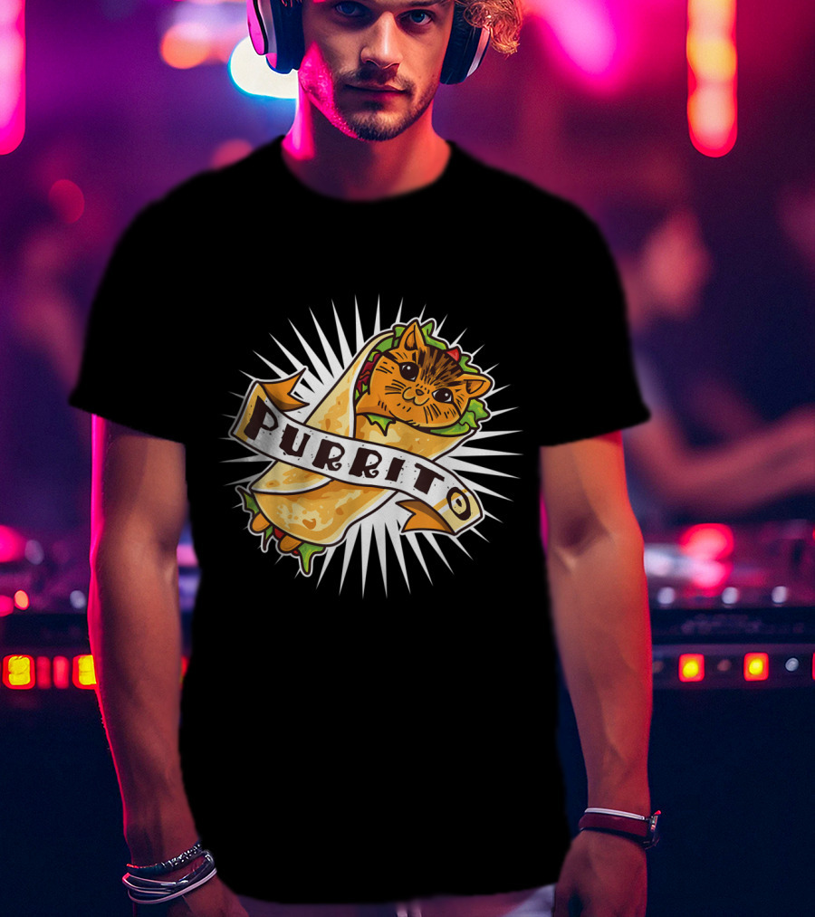 Purrito Funny Kitten Cat Burrito 4 Cat Lovers Delight T-Shirt