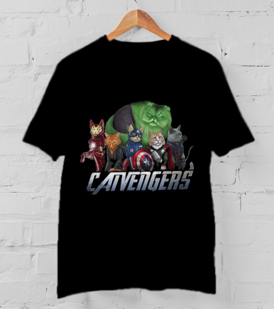 Catvengers Parody Cat Lovers Pun Featuring Hero Cats In Cosplay T-Shirt