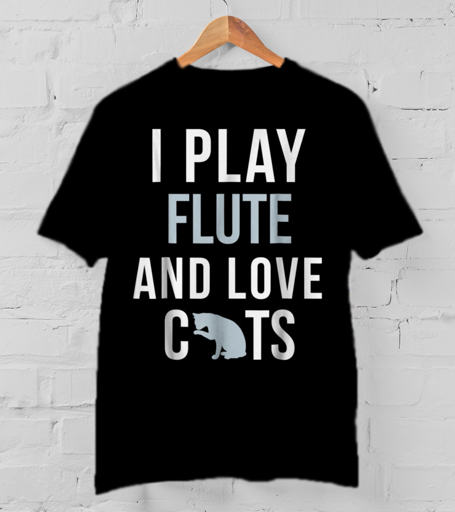 Flute Playing Enthusiast Who Loves Cats With A Playful Pose T-Shirt