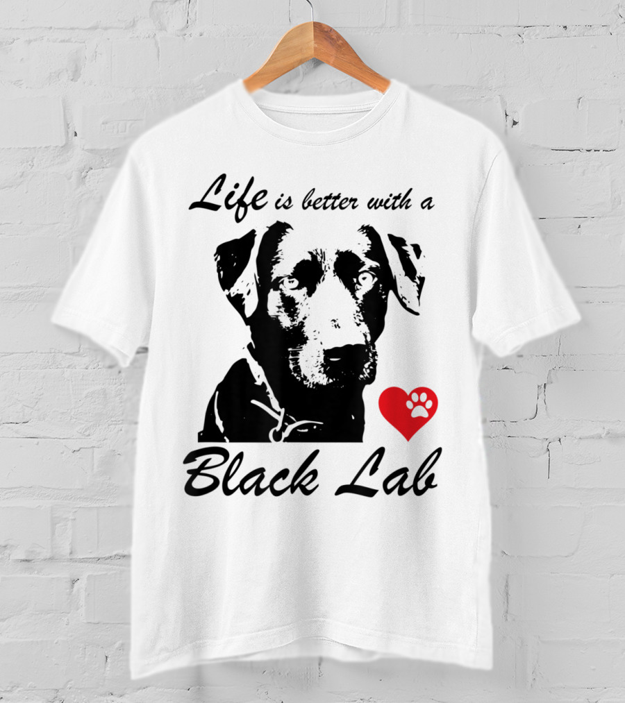 Life Is Better With A Black Lab Heart Paw Prints T-Shirt