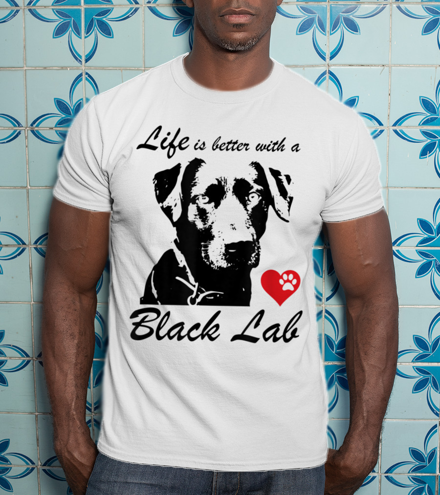 Life Is Better With A Black Lab Heart Paw Prints T-Shirt