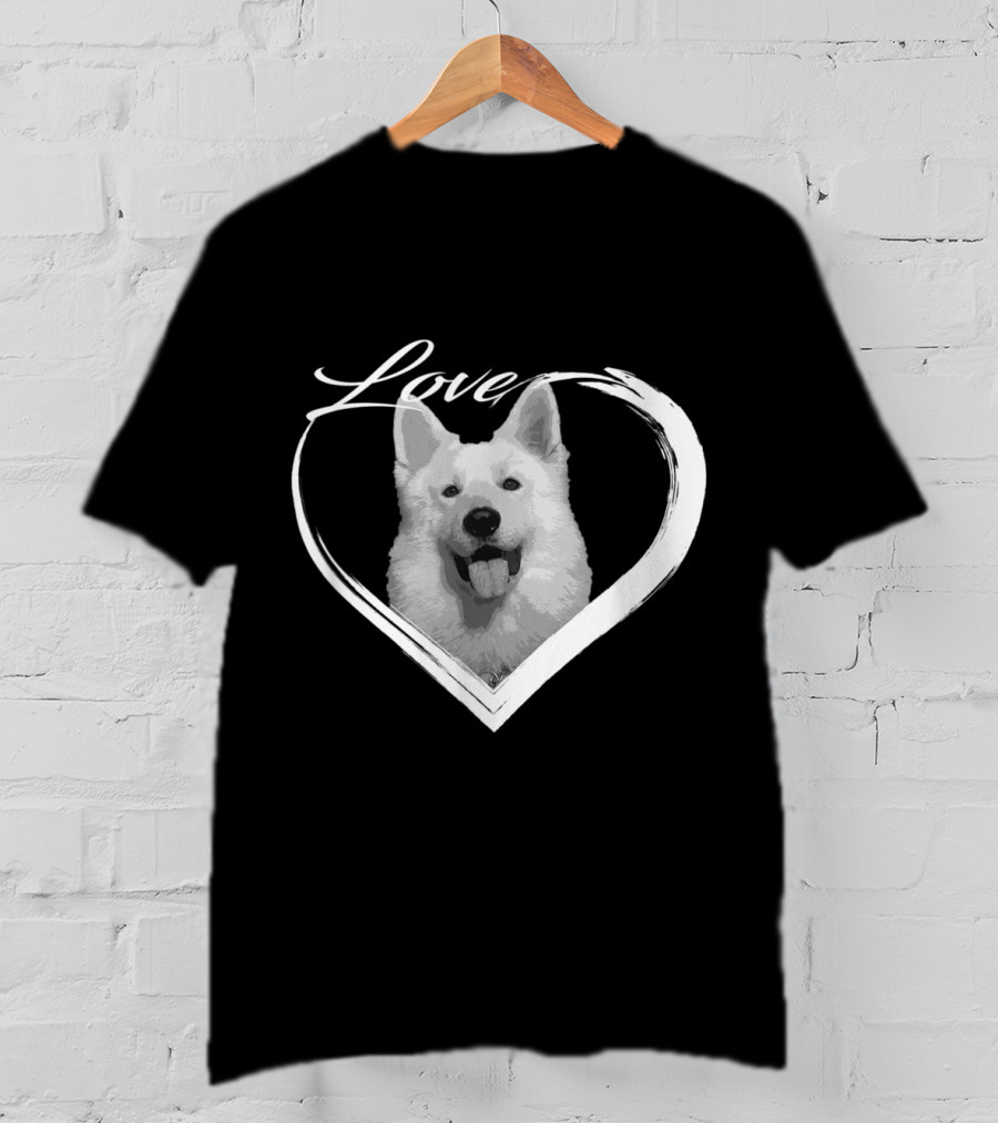 Love White German Shepherd Puppy Dog Heart T-Shirt