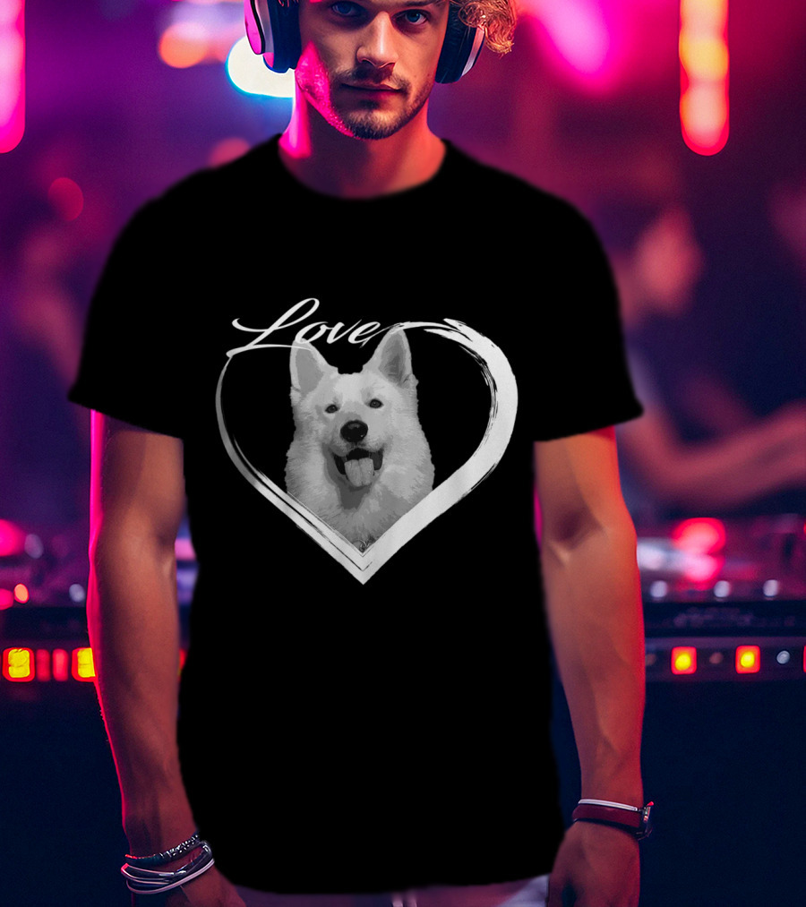 Love White German Shepherd Puppy Dog Heart T-Shirt