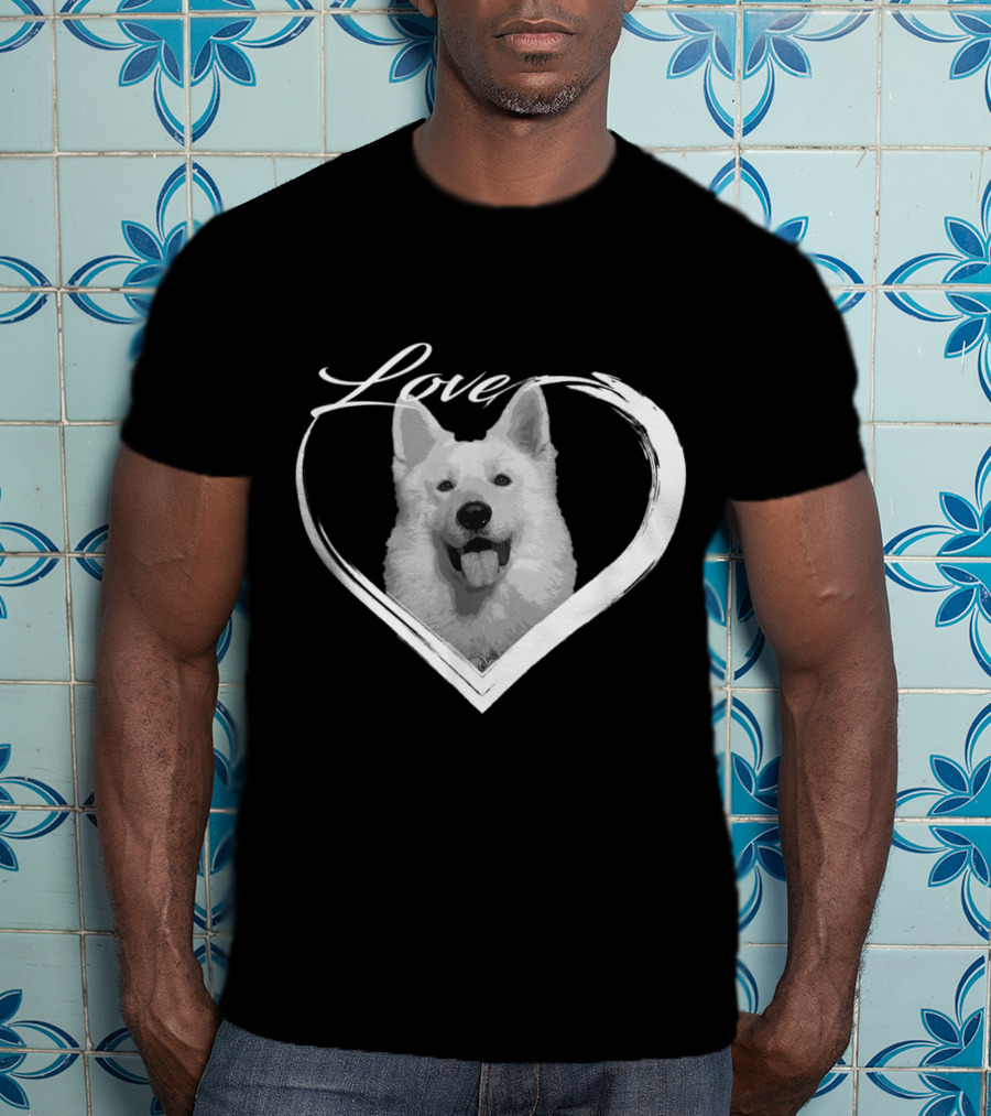 Love White German Shepherd Puppy Dog Heart T-Shirt