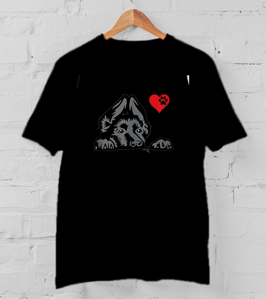 Naughty German Shepard I HEART MY GERMAN SHEPARD Dog Heart Paw Prints T-Shirt