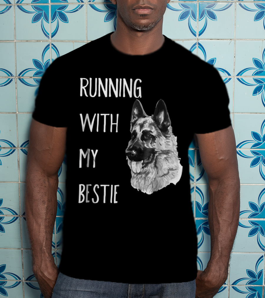 Running With My Bestie German Shepherd Dog For Runners T-Shirt