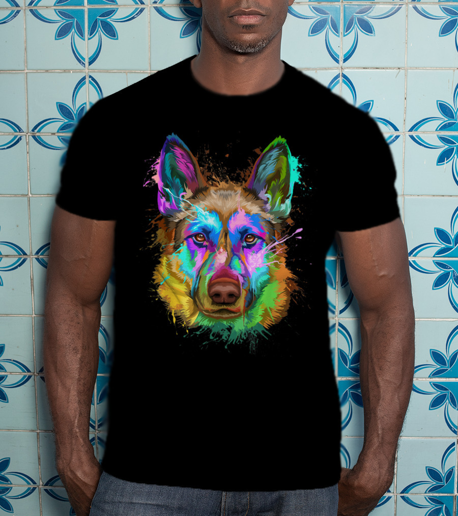 Colorful Splash German Shepherd Lovers Gift T-Shirt