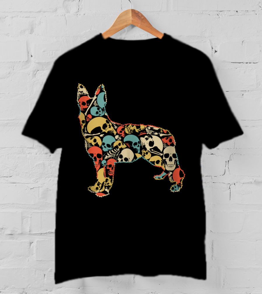 Skeleton Skull German Shepherd Vintage T-Shirt