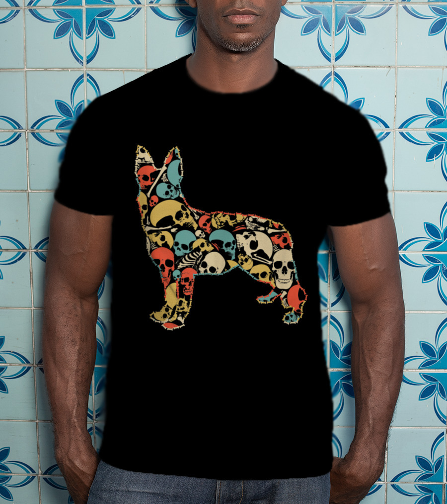 Skeleton Skull German Shepherd Vintage T-Shirt