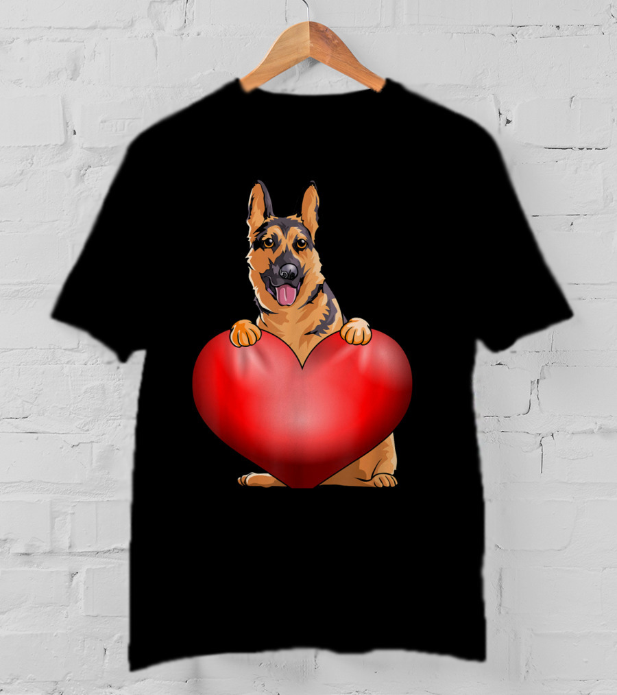 Valentines Day German Shepherd Heart Dog For Women And Men T-Shirt
