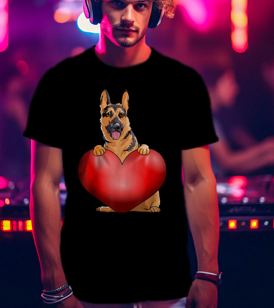 Valentines Day German Shepherd Heart Dog For Women And Men T-Shirt