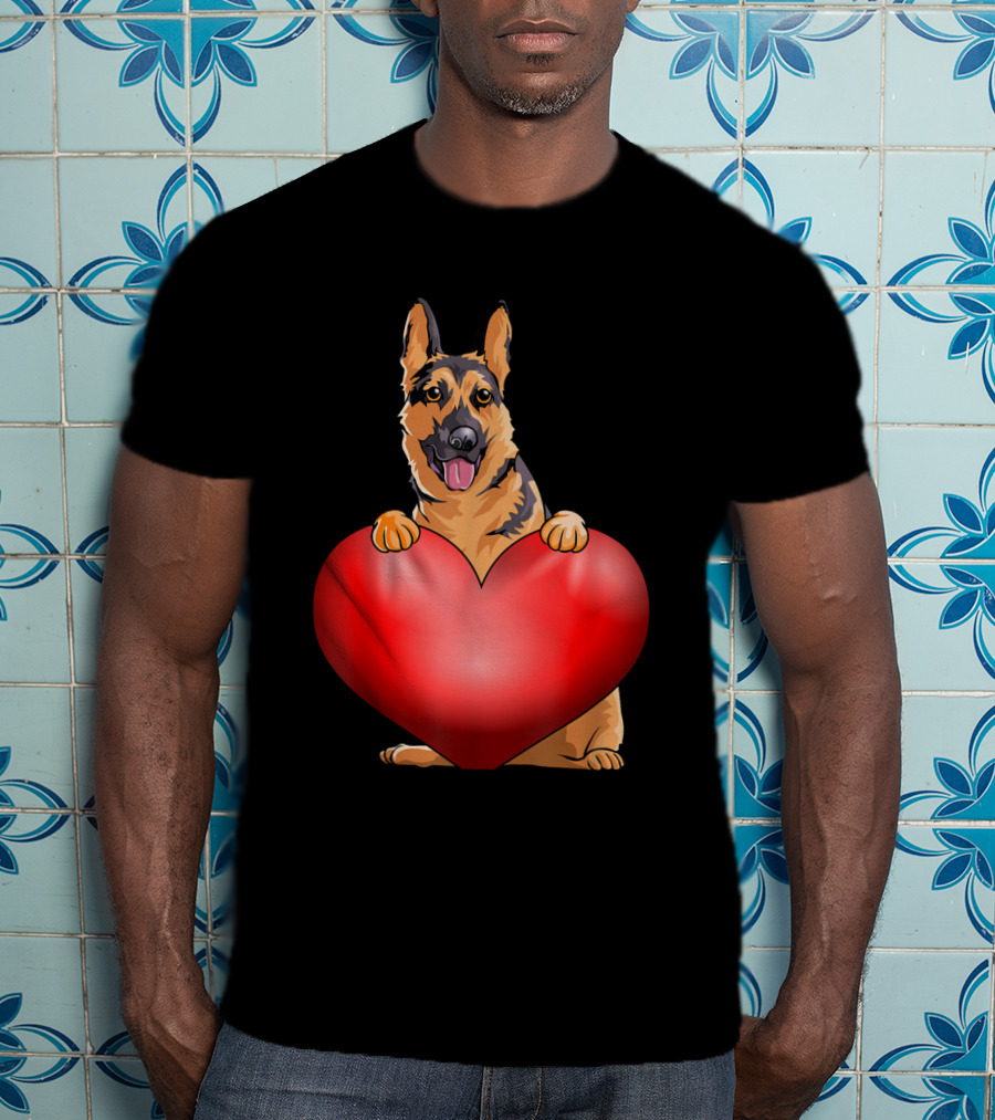 Valentines Day German Shepherd Heart Dog For Women And Men T-Shirt