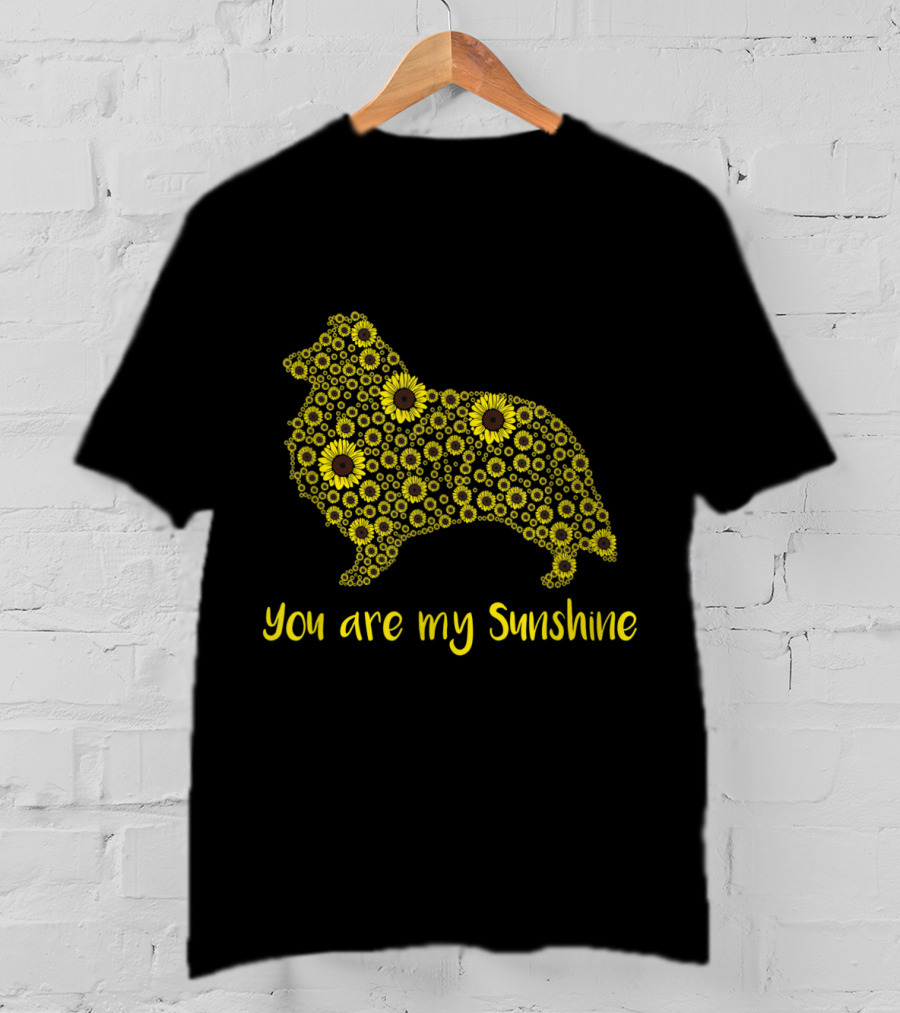 You Are My Sunshine Sunflower Sheltie Silhouette Mom Mama Lover T-Shirt