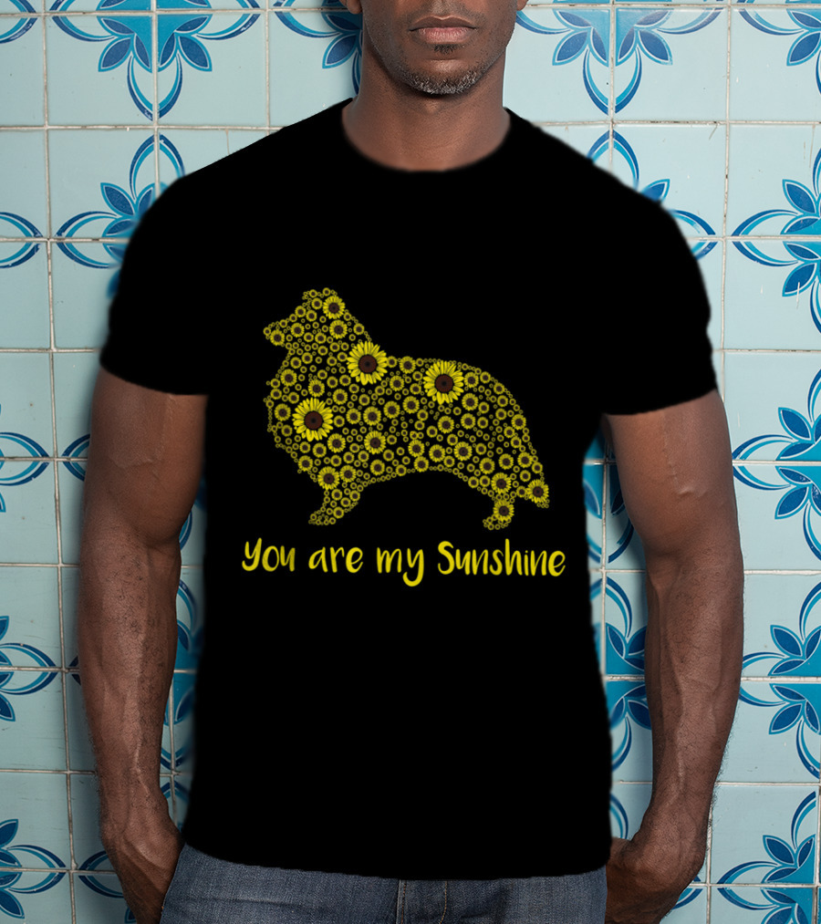 You Are My Sunshine Sunflower Sheltie Silhouette Mom Mama Lover T-Shirt