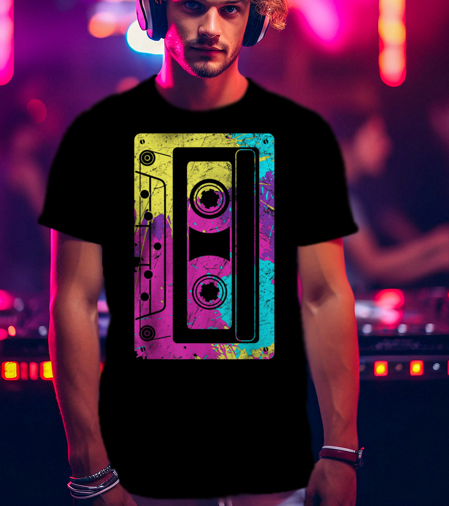 Cassette Tape Mixtape Music 80s And 90s Retro Colorful T-Shirt