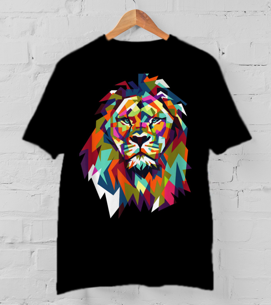 Cool Trendy Geometric Leo African Lion Cat T-Shirt