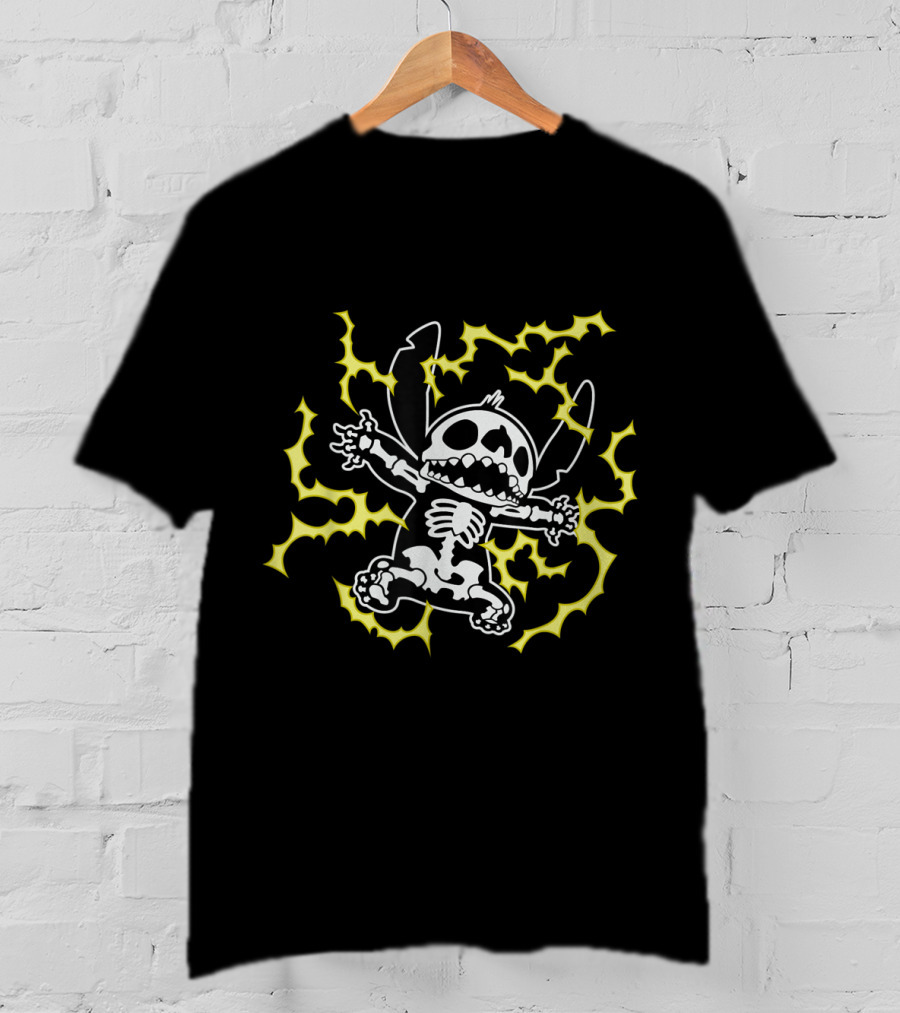 Disney Stitch Skeleton Electric Shock T-Shirt