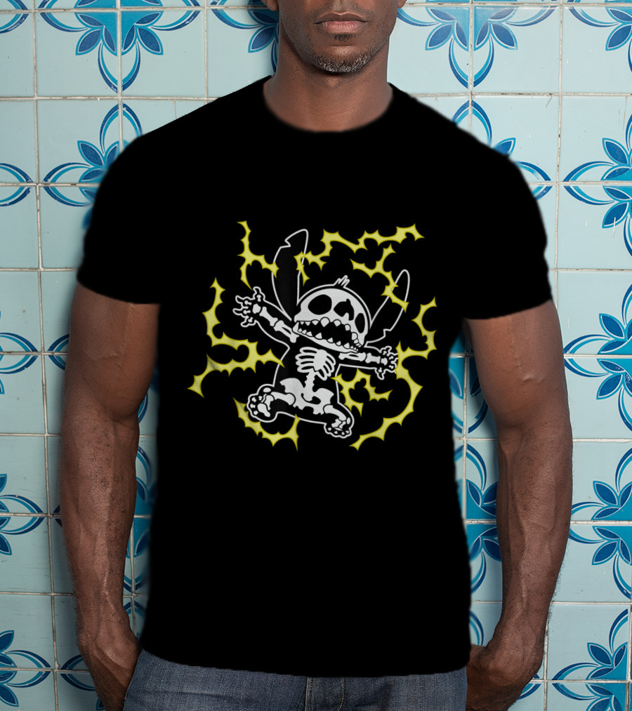 Disney Stitch Skeleton Electric Shock T-Shirt