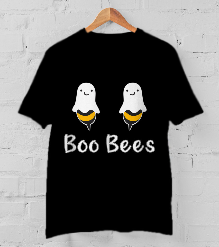 Funny Boo Bees Ghosts With Smiling Faces And Bee Stripes T-Shirt