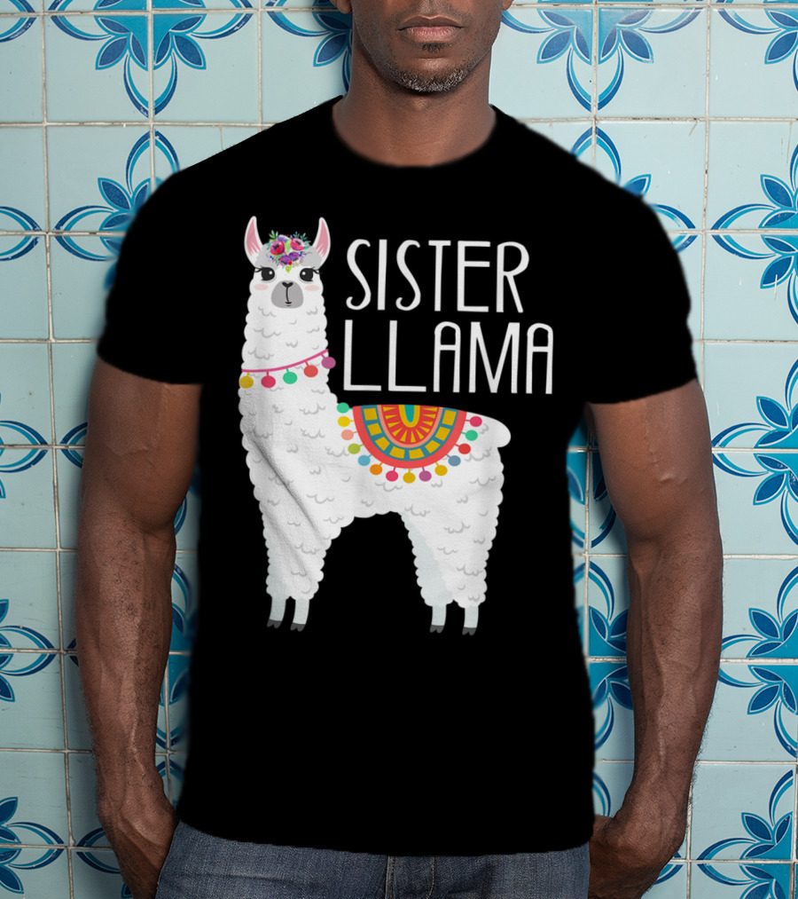 Sister Llama Funny Flower Crown Colorful Blanket T-Shirt