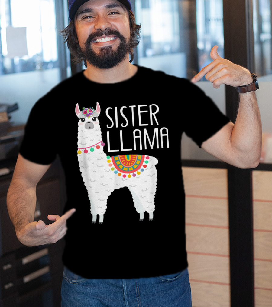 Sister Llama Funny Flower Crown Colorful Blanket T-Shirt