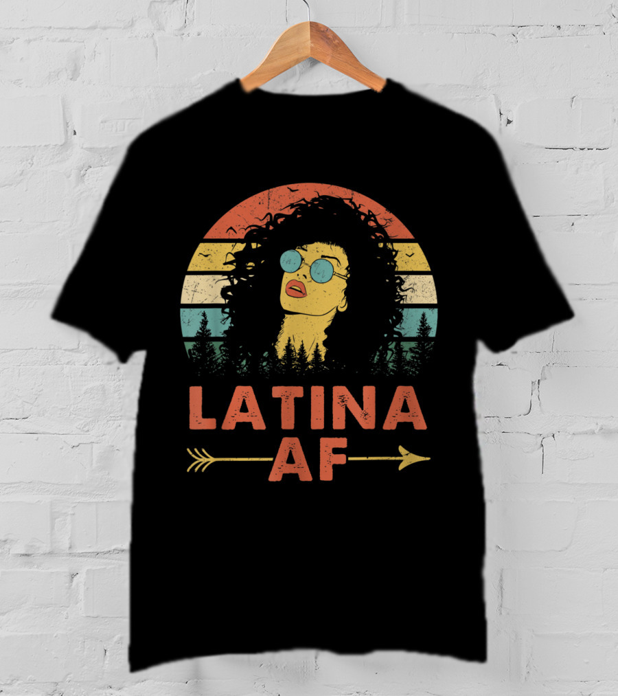 Latina AF Vintage Sunset Style Forest Retro женщин T-Shirt