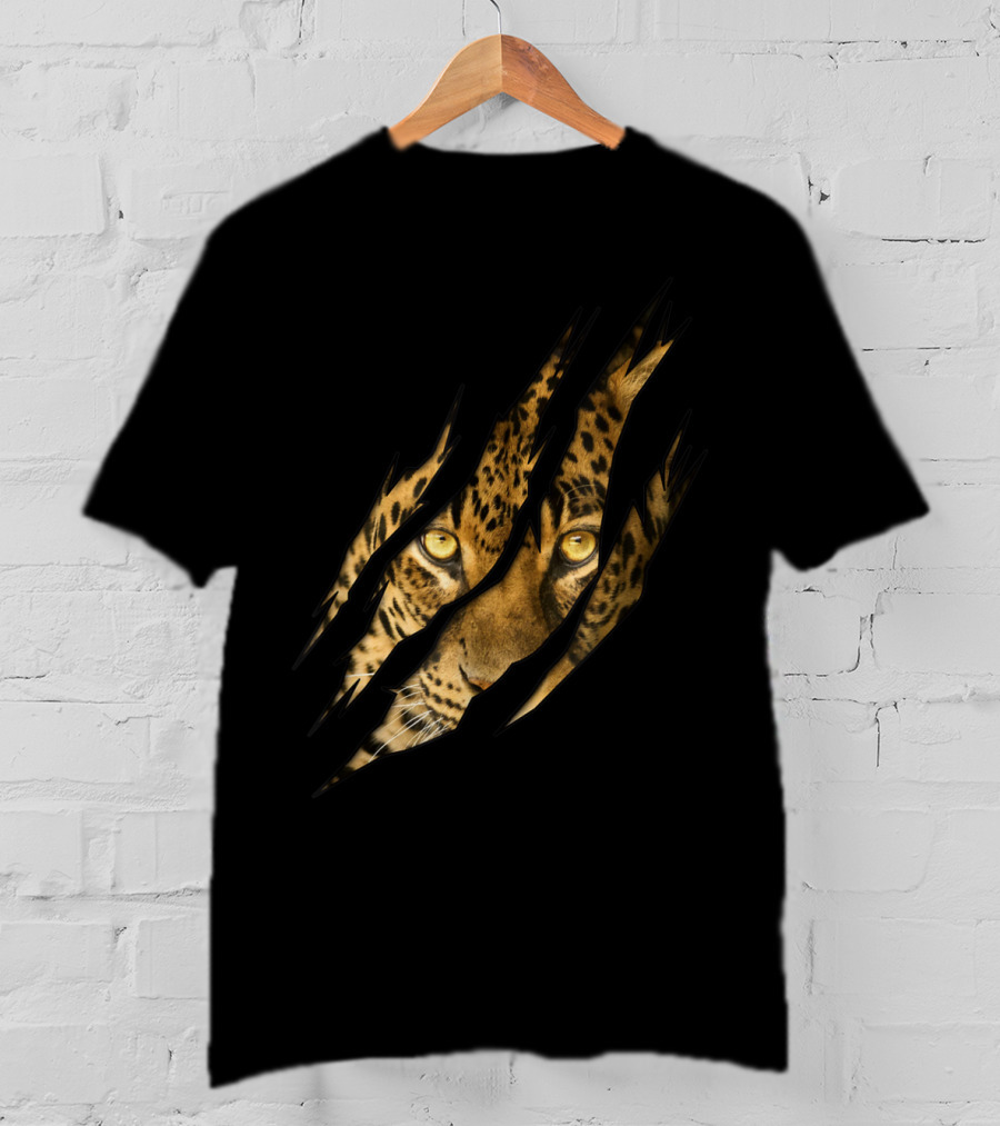 Leopard Cheetah Tiger Leopard Face Lion Cat Scratch Eyes T-Shirt