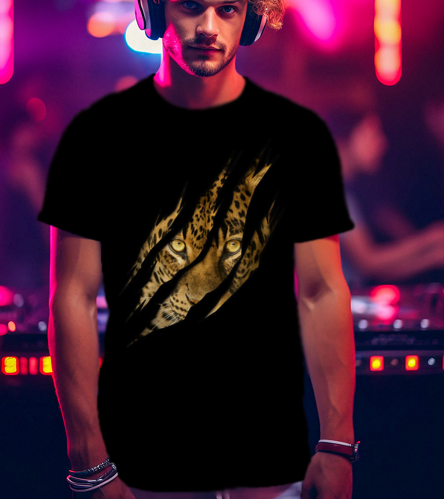 Leopard Cheetah Tiger Leopard Face Lion Cat Scratch Eyes T-Shirt