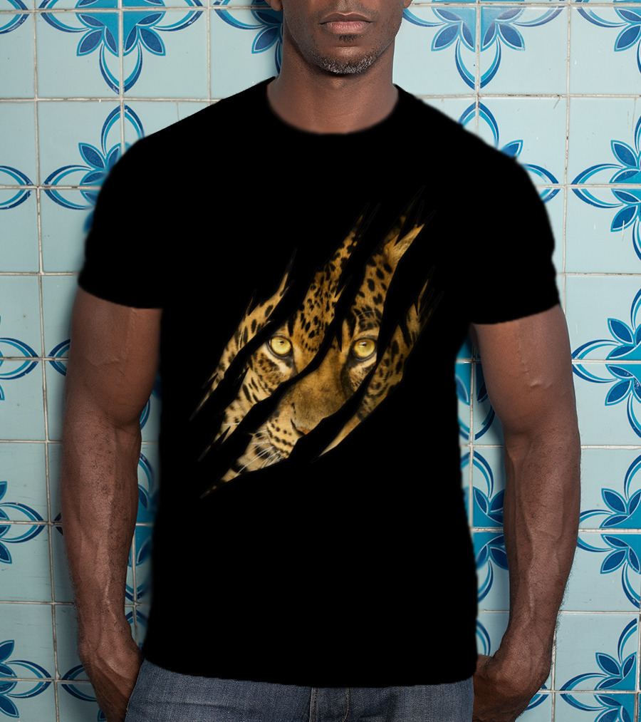 Leopard Cheetah Tiger Leopard Face Lion Cat Scratch Eyes T-Shirt