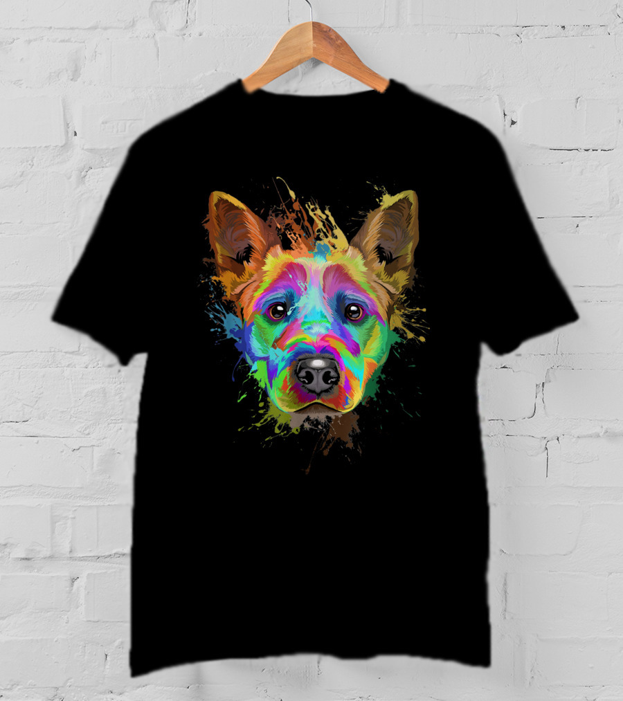 Vibrant Splash Art Blue Heeler Cattle T-Shirt